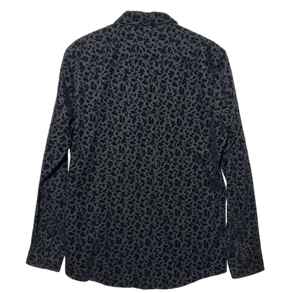 INC Flocked Velvet Floral Blouse Black Size M Goth Glam Holiday Textured Office - Picture 7 of 11